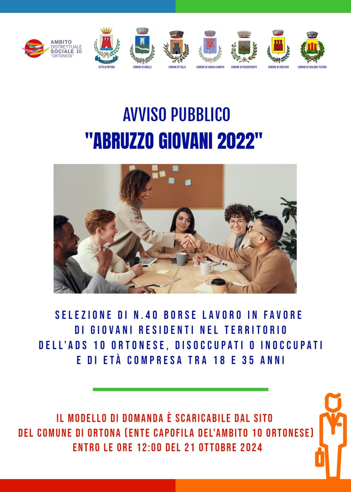 “Abruzzo Giovani 2022”: opportunità per 40 giovani dell’ADS 10 Ortonese
